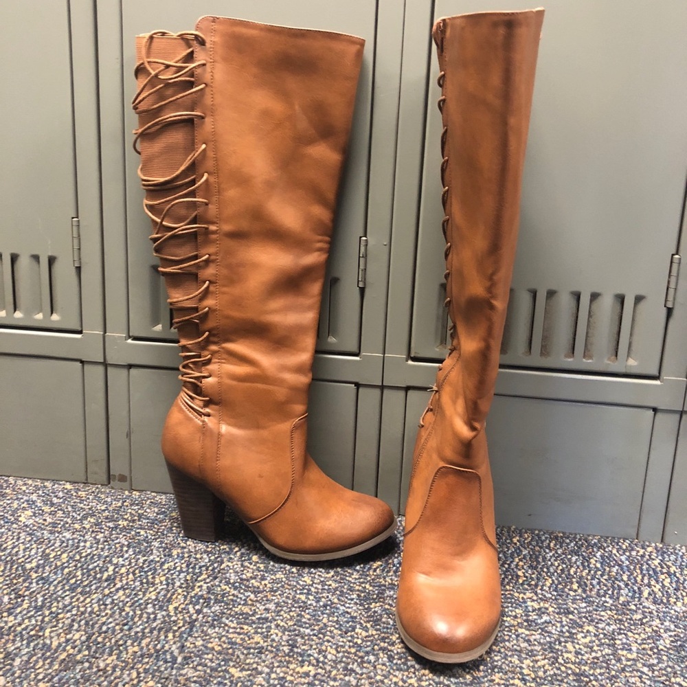 Torrid Size 8 Wide calf Tie Back Leather Boots